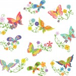 Butterflies and Flowers Semi Exclusive Clip Art Set For Digitizing and ...