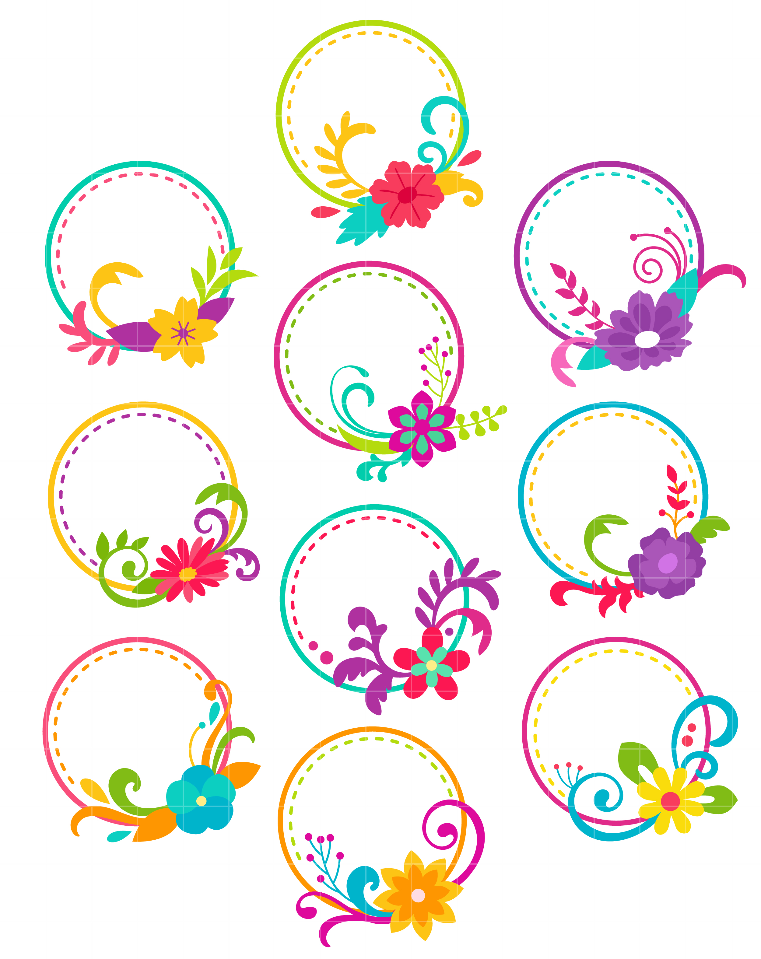 Download Floral Hoops Arts Set Semi Exclusive Clip Art Set For ...